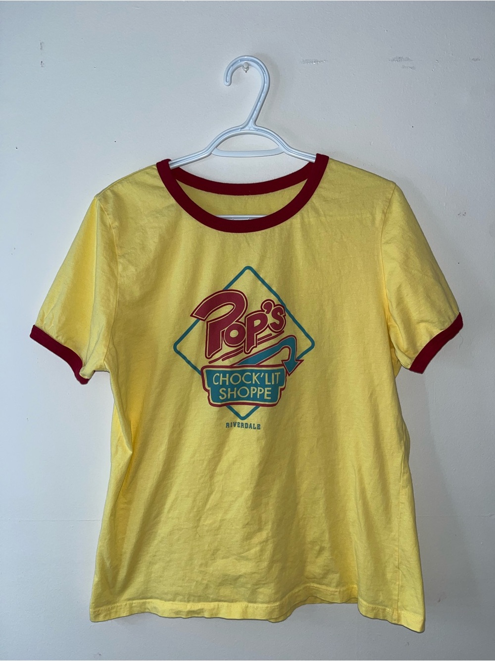 Hot Topic Yellow Ringer Tee with Red Trim - Pop's Chock'lit Shoppe